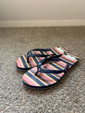 kate spade Navy Strap Multicolor Striped Flip Flops